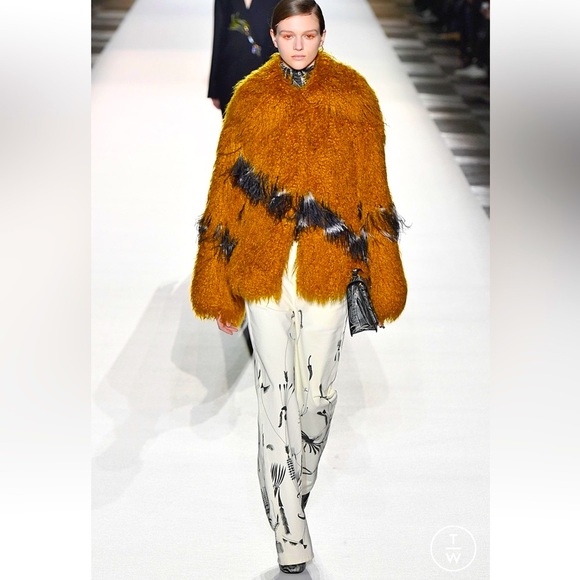 Dries Van Noten 2018 Runway Mustard Faux Shearling Coat - Picture 6 of 16